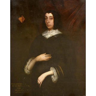 English School Artist, Portrait of Elizabeth Kinnersley, 17th Century, Oil on Canvas For Sale
