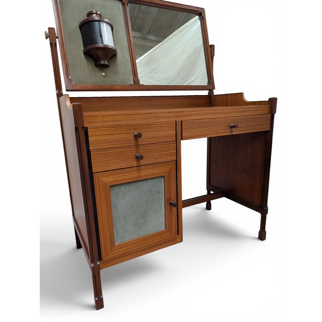 Vintage 3V Dressing Table with Tilting Mirror and Integrated Lamp, 1950s For Sale - Image 9 of 17