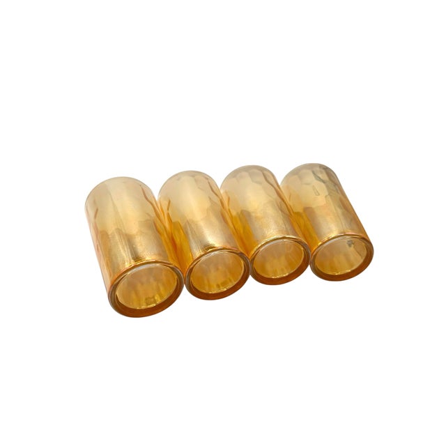 1930s Jeannette Marigold Peach Luster Honeycomb Tumblers - Set of 4 For Sale - Image 9 of 12