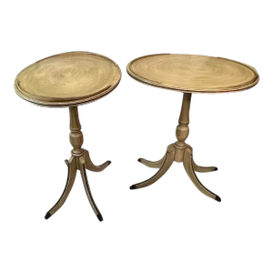 Vintage Early 1900s Cream Oval Drink Table -A Pair