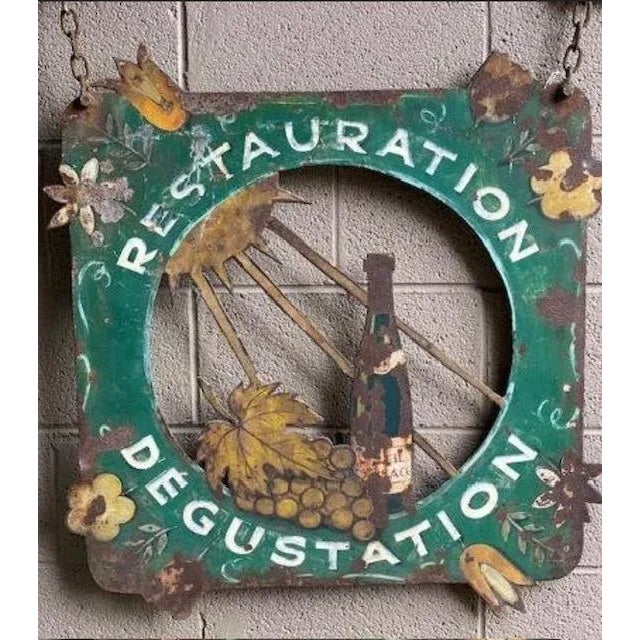1930s 1930s French Iron Restaurant Sign, Vintage Bistro Café Advertising For Sale - Image 5 of 9
