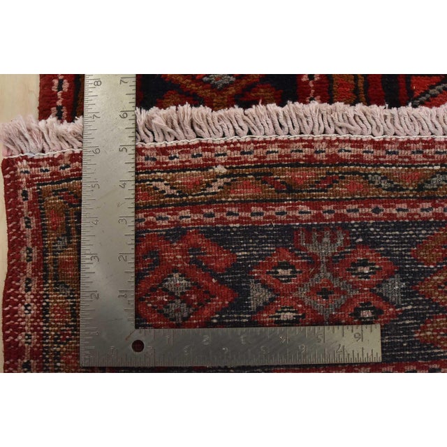 Karajeh Runner 3’8” X 15′ Red Wool Semi-Antique Tribal Hand-Knotted Rug For Sale - Image 14 of 14