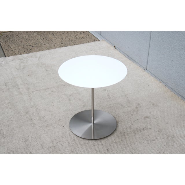 White Minimalist Jephson Robb for Bernhardt Design Quiet Round Occasional Side Table For Sale - Image 8 of 18