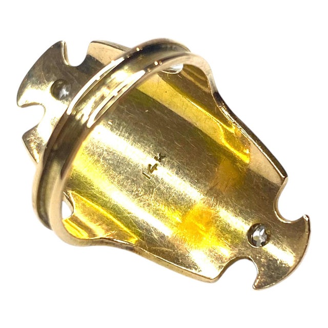 Antique 14k Gold Coral Cameo & Diamond Ring Size 5 For Sale In Las Vegas - Image 6 of 6