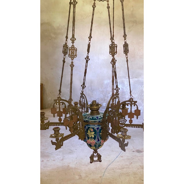 Brown Antique Neo-Gothic Church Chandelier, 1800s For Sale - Image 8 of 10