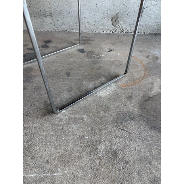 1990s 1990s Mid-Century Modern Coffee Table, Japandi Style, Solid Wood & Chrome For Sale - Image 5 of 7