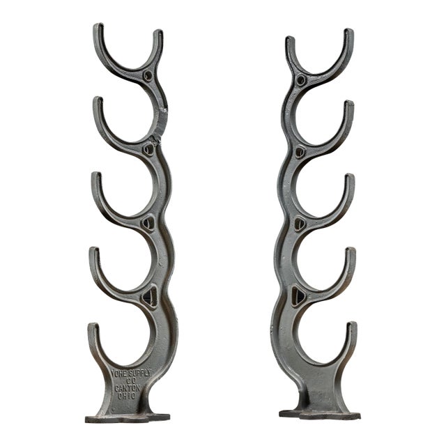 Antique Industrial Cast Iron Pipe Rack Set by Yohe Supply Co. For Sale