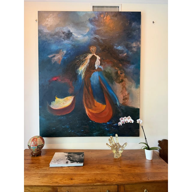 Oil on canvas painting by French artist Pierre Passani entitled "Charon", inspired by the passage across the river Styx....