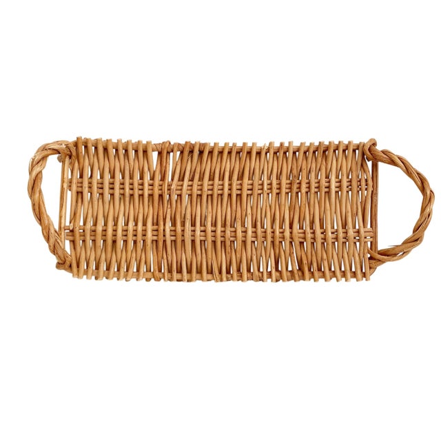 Woven Bread Serving Tray With Handles For Sale - Image 4 of 5