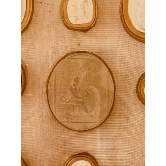 Grand Tour Framed Collection of Grand Tour Plaster Intaglios, 18th/19th Century — Shadow Box of Classical Cameos For Sale - Image 3 of 15