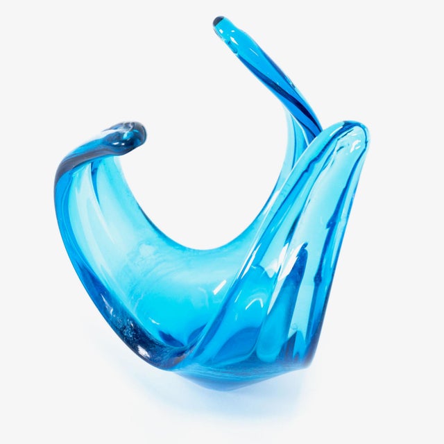 1960s Spanish Blue Art Glass Sculpture, Likely by Viartac For Sale - Image 4 of 12