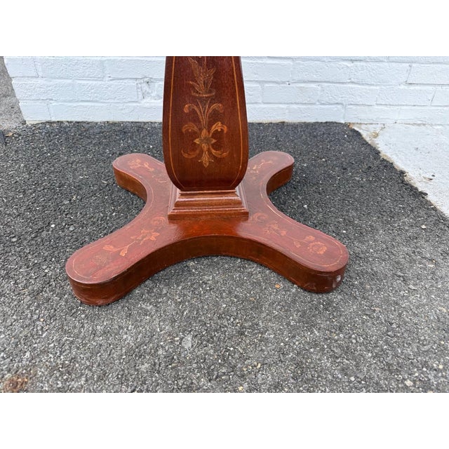 Mid 20th Century Charles X French-Style Marquetry Inlaid Pedestal Center Table For Sale - Image 14 of 15
