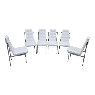 Mid-Century Modern Cal-Style Furniture Mfg. Chrome High Back Dining Chairs – Set of 6 For Sale