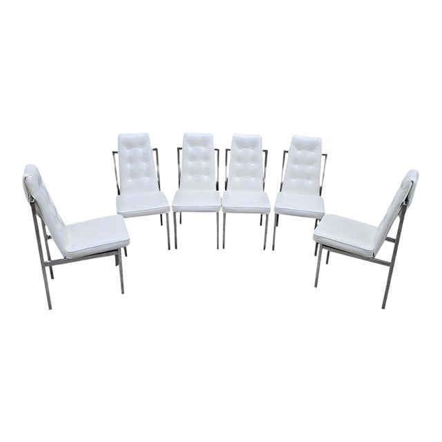 Mid-Century Modern Cal-Style Furniture Mfg. Chrome High Back Dining Chairs – Set of 6 For Sale