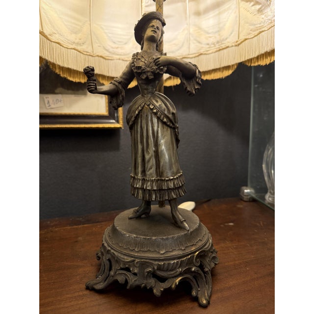 1950s Bedside Lamp in Spelter, 1950s For Sale - Image 5 of 6