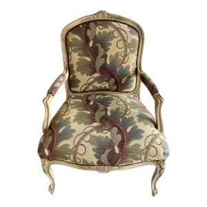French Style Textured Paint Decorated Open Arm Bergere Accent Chair Baker Furniture Co