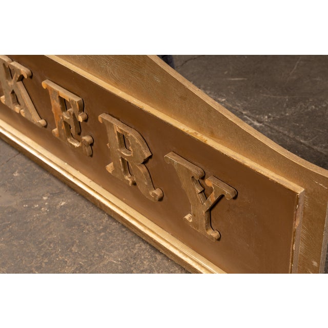 Mid 20th Century Vintage Large Wooden “Bakery” Trade Sign For Sale - Image 5 of 9