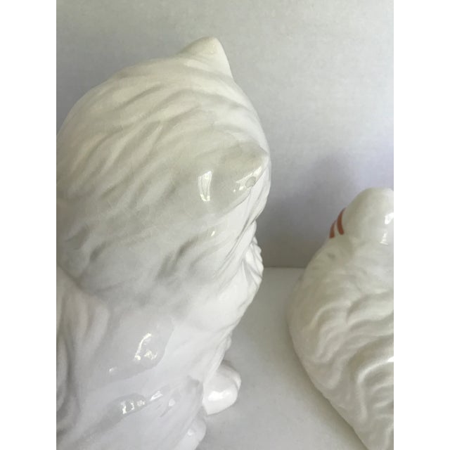 1980s Vintage Large Porcelain Kitty Cat Figurines - a Pair For Sale - Image 5 of 9