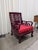 Vintage Chinese Rosewood Armchair With Hand-Carved Dragon Medallion and Red Silk Cushion For Sale - Image 4 of 10