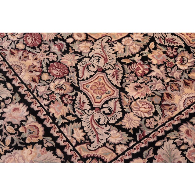 Shabby Chic Art Nouveau Pak-Persian Black/Black Wool Rug - 9'0'' X 12'2'' For Sale - Image 3 of 9