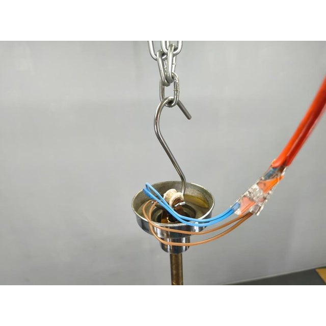 Brown Art Deco Chrome Chandelier with 6 Opaline Glass Shades, 1930s For Sale - Image 8 of 14