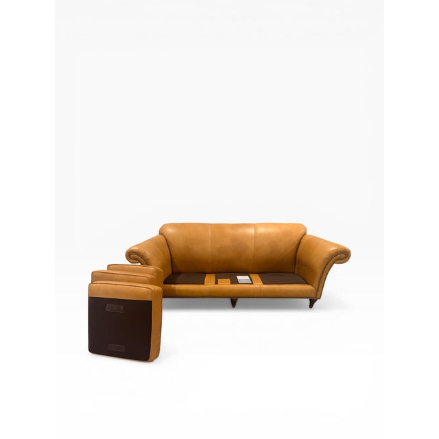 Hancock & Moore Late 20th Century Hancock & Moore Caramel Leather Sofa With Nailhead Trim – Rolled Arm, Usa, 90” For Sale - Image 4 of 14