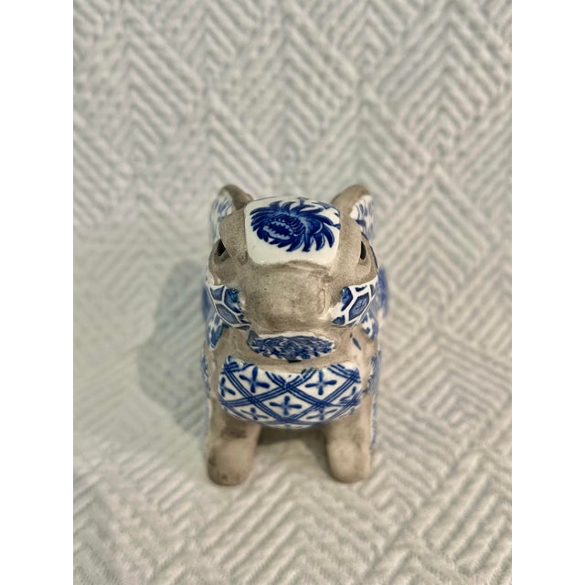 1980 Nancy Lopez Blue and White Bunny Rabbit Porcelain Candle Holder For Sale In New Orleans - Image 6 of 9
