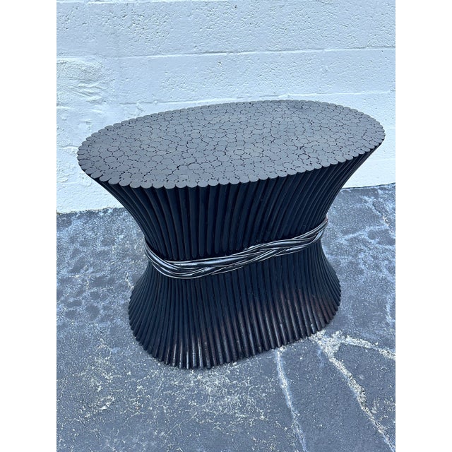 Black McGuire Attributed Organic Modern Bamboo Sheaf of Wheat Dining Table Base For Sale - Image 8 of 9
