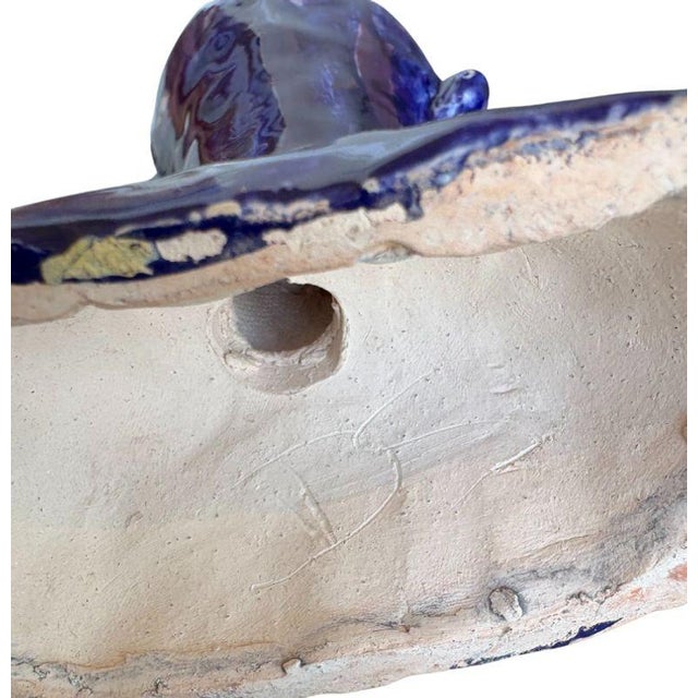 Early 20th Century Blue Glazed Studio Pottery Bust For Sale - Image 6 of 7