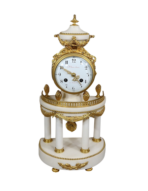 Louis XVI Style Marble and Gilded Bronze Pendulum from Maison Planchon, 19th Century