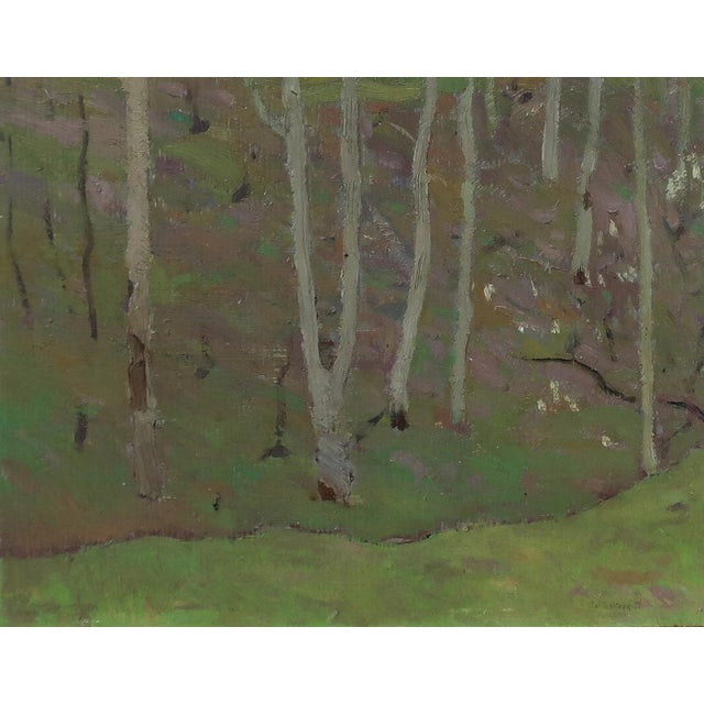 1960s 1960s Impressionism Forest Oil Painting, Ukrainian Art, 1966 46,5-60 For Sale - Image 5 of 6