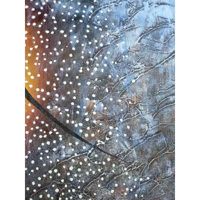 African Tribal Sun Dance Hand Painted Pentaptych on Canvas For Sale - Image 9 of 10