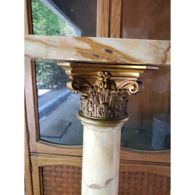 Late 19th Century Antique Onyx and Bronze Museum Pedestal For Sale - Image 5 of 6