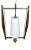 Teak & Opaline Glass Metal Pendant Light, Italy, 1960s For Sale
