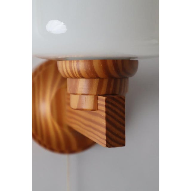 Scandinavian Wooden Wall Lamp with Onion-Shaped Lampshade, Sweden, 1970s For Sale - Image 11 of 14