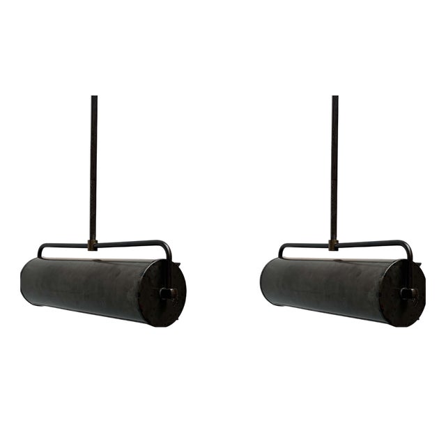 Mid-Century Modern Industrial German Ceiling Lamps from Hillebrand Leuchten, Set of 2 For Sale