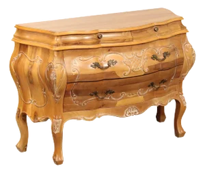 Italian Rococo Style Vintage Carved Bombe Chest