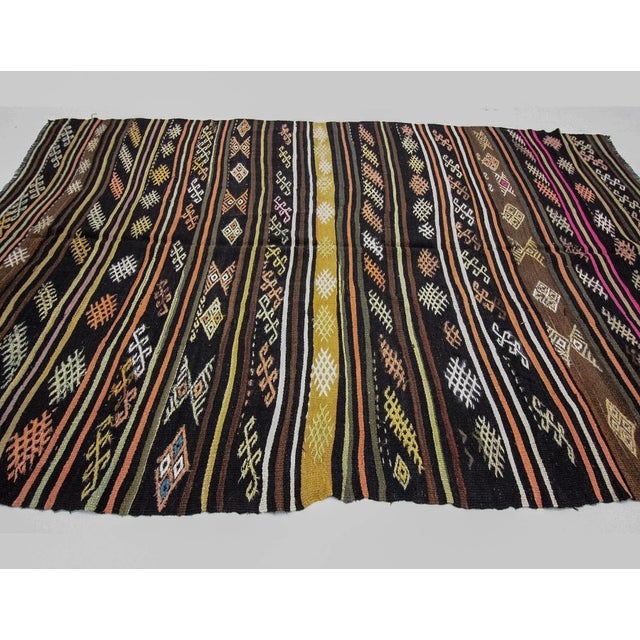 Embroidered vintage Kilim rug from Afyon region of Turkey. Approximately 50-60 years old. In very good condition