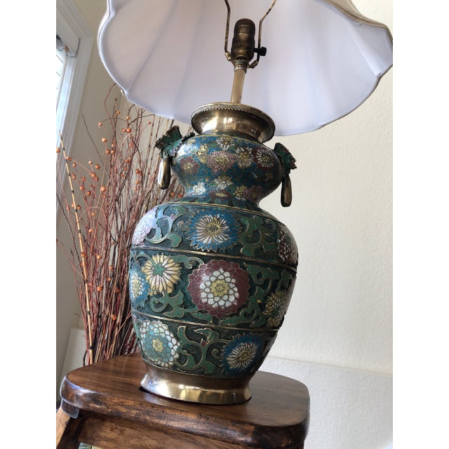 Early 20th Century Early 20th-Century Champlevé Table Lamp With Butterfly Handles For Sale - Image 5 of 13