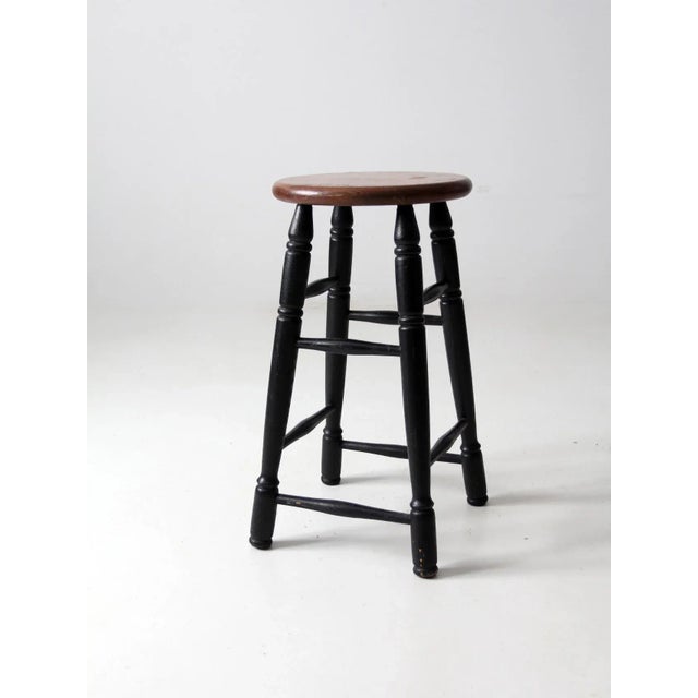 Vintage Wooden Stool For Sale - Image 9 of 12