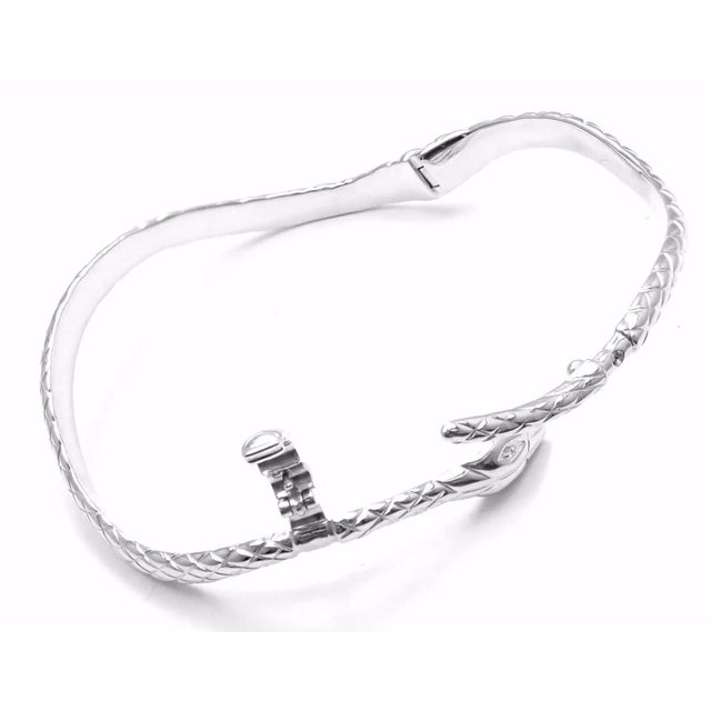 Tom Ford 18k White Gold Diamond Snake Bangle Bracelet For Sale - Image 9 of 11
