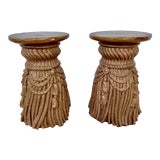 Image of Vintage Hollywood Regency Style Plaster Side Tables - a Pair For Sale