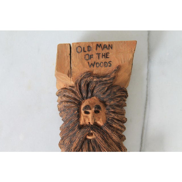 Figurative Vintage Hand Carved Folk Art "Old Man of the Woods" Wall Hanging For Sale - Image 3 of 8
