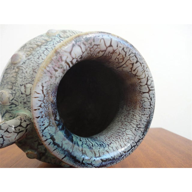 1950s French Enameled Earthenware Vase from Puisaye For Sale - Image 5 of 8