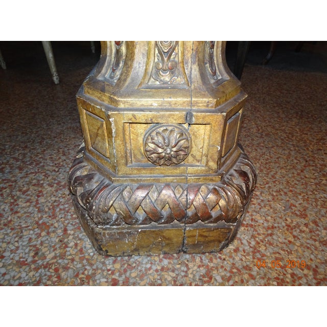 Goldenrod 19th Century French Gilt & Painted Pedestal For Sale - Image 8 of 13