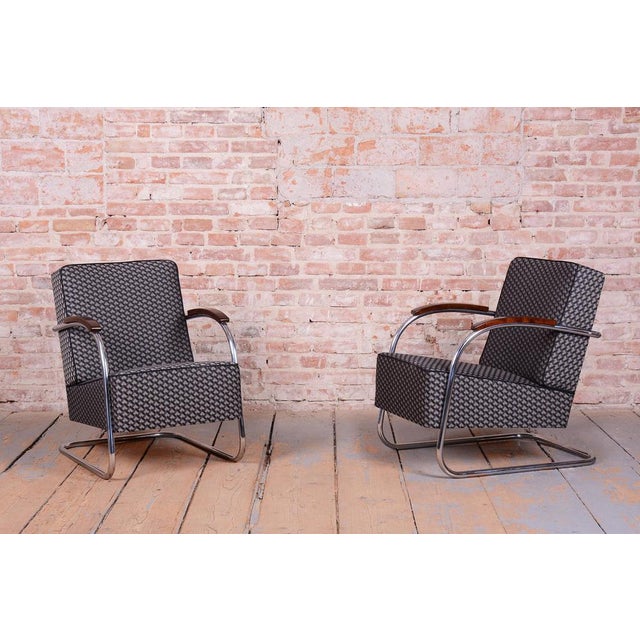 Bauhaus Bauhaus Armchairs in Beech and Chrome from Mücke Melder, Czech, 1930s, Set of 2 For Sale - Image 3 of 17
