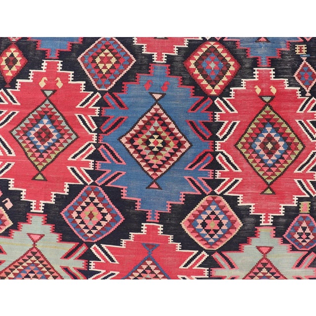 19th Century Antique Kuba Kilim Gallery Rug in With Vibrant Colors 6 X 12'8 For Sale - Image 13 of 15