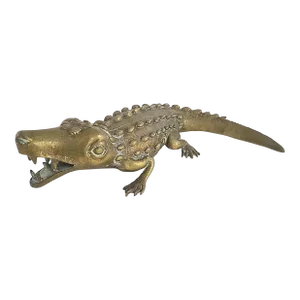 1940's Vintage Brass Crocodile Figurine