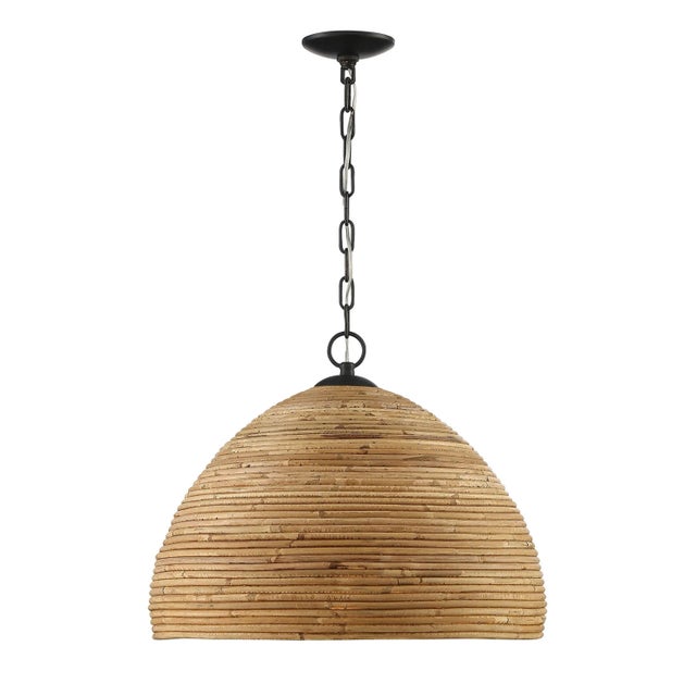 Bronze Marigot Rattan Single-Light Dome Pendant For Sale - Image 8 of 8