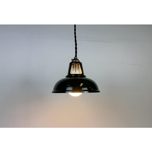 Metal Vintage Industrial Green Painted Ceiling Lamp For Sale - Image 7 of 17